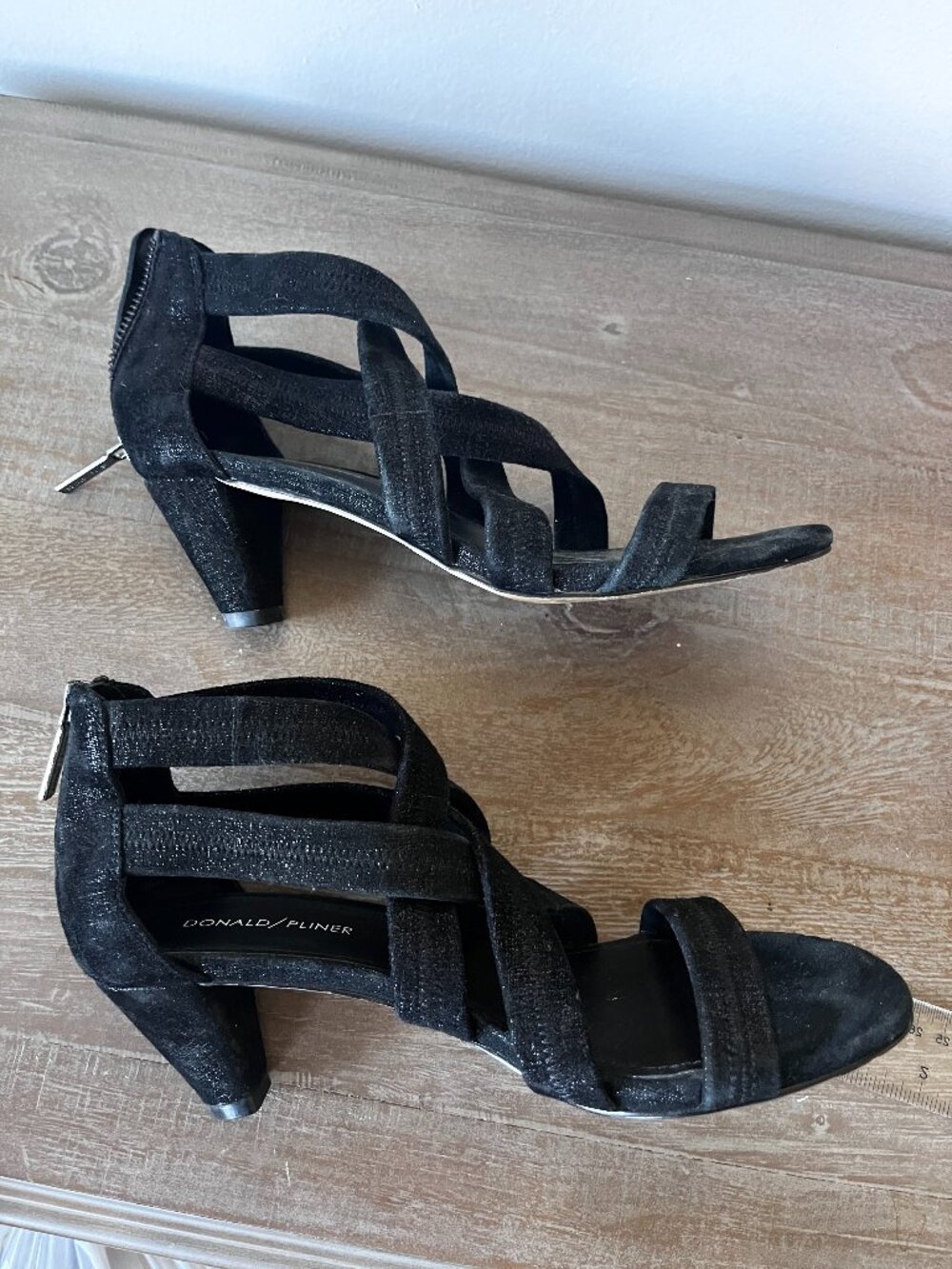 Donald Pliner Black Suede Strappy Heeled Sandals